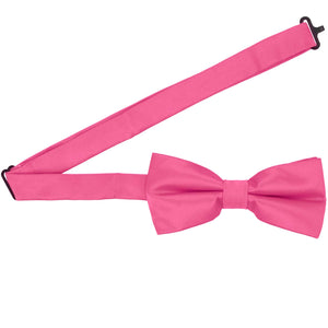 A hot pink band collar bow tie with the band open