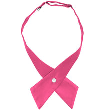 Load image into Gallery viewer, A hot pink crossover tie with a single pearl snap button closure, displayed on a clean white background.