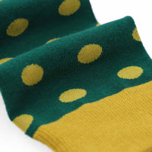 Load image into Gallery viewer, Men's Hunter Green and Gold Polka Dot Socks