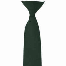 Load image into Gallery viewer, The front knot on a hunter green clip-on uniform tie