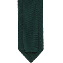 Load image into Gallery viewer, Back of a hunter green knit tie showing the tie tail