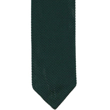 Load image into Gallery viewer, Front of a hunter green textured knit tie with a pointed tip