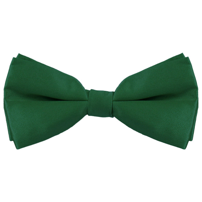 A pre-tied hunter green silk bow tie