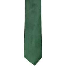 Load image into Gallery viewer, The front of a hunter green skinny tie, laid flat