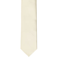 Load image into Gallery viewer, The front of an ivory skinny tie, laid flat