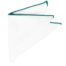 Load image into Gallery viewer, White folded pocket square with jade colored tipping