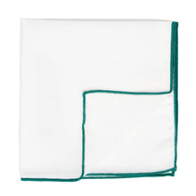 Load image into Gallery viewer, Inside of a white pocket square with jade tipping