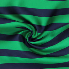 Load image into Gallery viewer, Close-up of green and navy striped scarf fabric