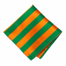 Load image into Gallery viewer, Kelly green and orange striped pocket square