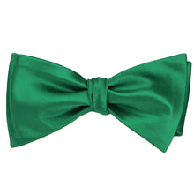 Load image into Gallery viewer, A solid kelly green self-tie bow tie, tied
