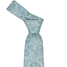 Load image into Gallery viewer, Teal paisley tie, knotted