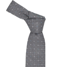 Load image into Gallery viewer, Knotted gray patterned tie on a white background