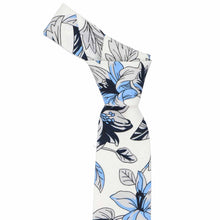 Load image into Gallery viewer, White and blue floral tie knot