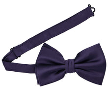 Load image into Gallery viewer, A pre-tied large lapis bow tie with the band collar open
