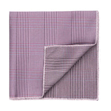 Load image into Gallery viewer, English lavender glen plaid pocket square with the corner folded up to show the back