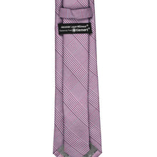 Load image into Gallery viewer, Tag on the back of an English lavender glen plaid tie
