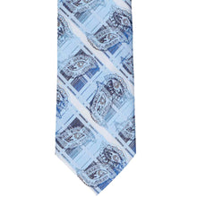 Load image into Gallery viewer, Blue paisley patterned tie front on a white background
