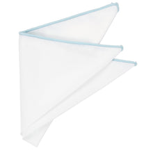 Load image into Gallery viewer, White pocket square with light blue tipping