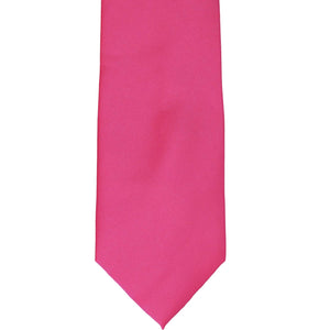 The front of a light fuchsia staff tie, laid out flat