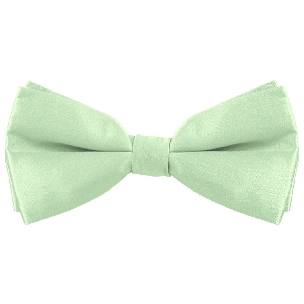 A light mint green silk pre-tied bow tie