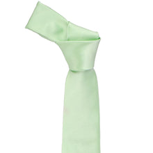 Load image into Gallery viewer, Knot on a light mint silk slim tie
