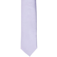 Load image into Gallery viewer, The front of a lilac skinny tie, laid flat
