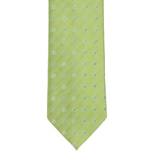 Load image into Gallery viewer, Green tie with small blue and white patterns on a white background