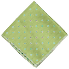 Load image into Gallery viewer, Green patterned pocket square on a white background