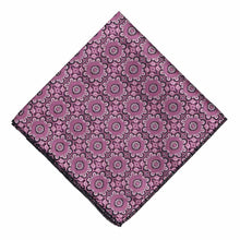 Load image into Gallery viewer, A magenta pocket square with an abstract floral pattern