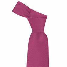 Load image into Gallery viewer, Knot on a magenta herringbone necktie on a white background