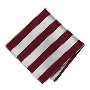 Maroon and silver striped pocket square