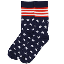 Load image into Gallery viewer, Men's socks with stars and stripes in a patriotic design
