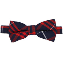 Load image into Gallery viewer, Red and blue plaid bow tie on a white background