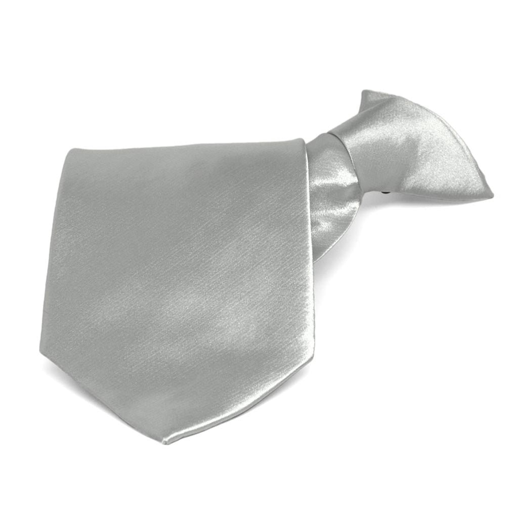 Mercury Silver Solid Color Clip-On Tie
