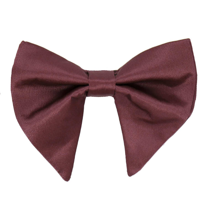 An oversized merlot colored teardrop bow tie