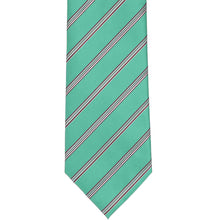 Load image into Gallery viewer, Teal tie with diagonal gray stripes on a white background