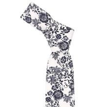 Load image into Gallery viewer, A navy blue and white floral tie knot
