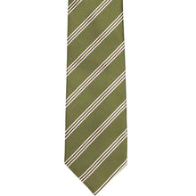 Load image into Gallery viewer, The front of a moss green slim tie, laid flat