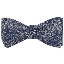 Load image into Gallery viewer, A navy blue and silver pebbled pattern bow tie