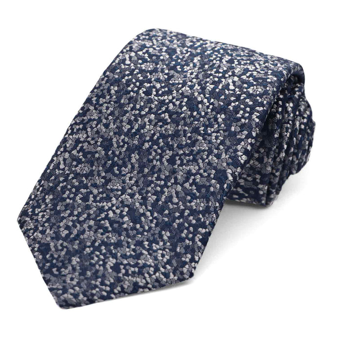 A navy blue and silver pebbled pattern tie