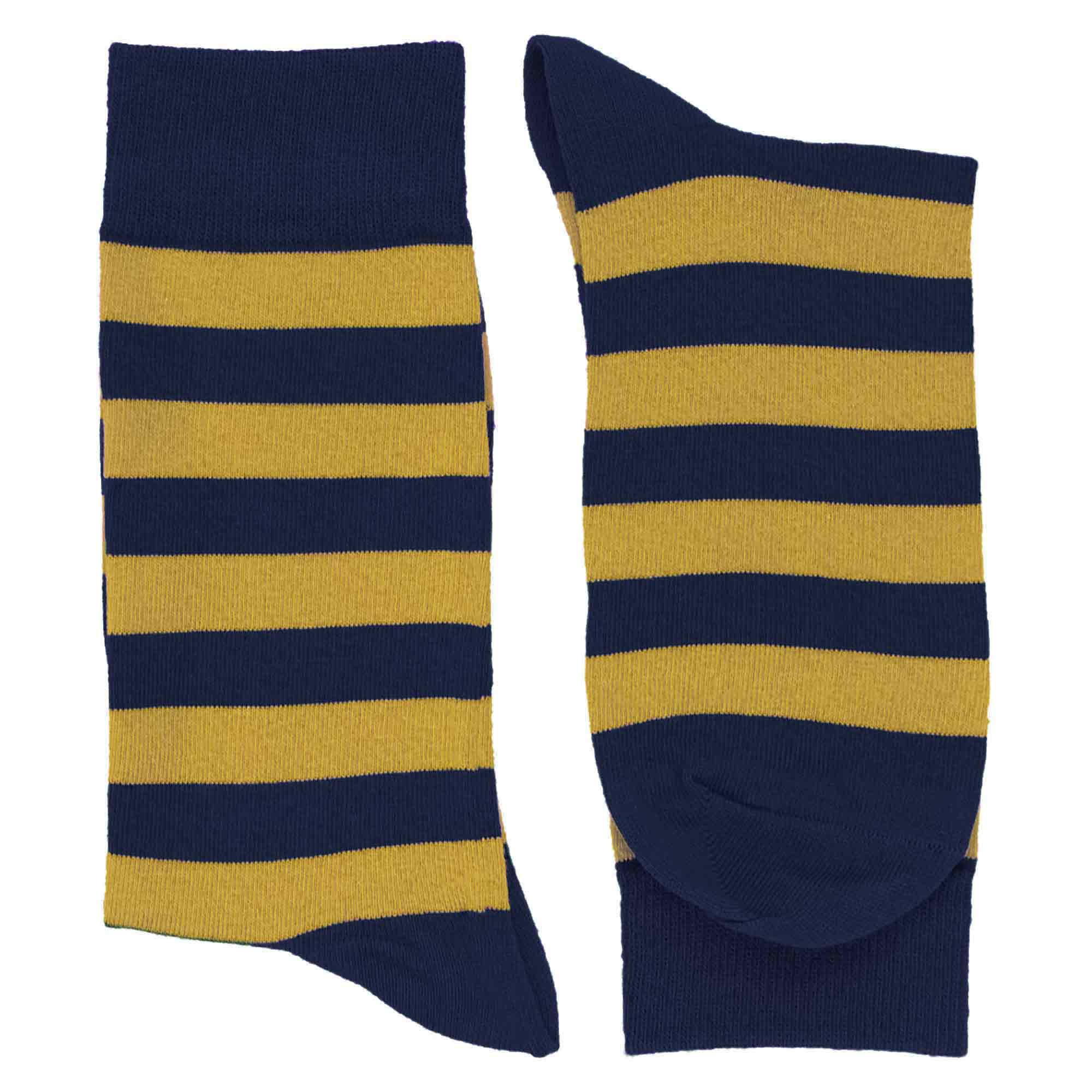 Men's Navy Blue and Gold Striped Socks TieMart Men's Navy Blue and Gold Striped Socks TieMart