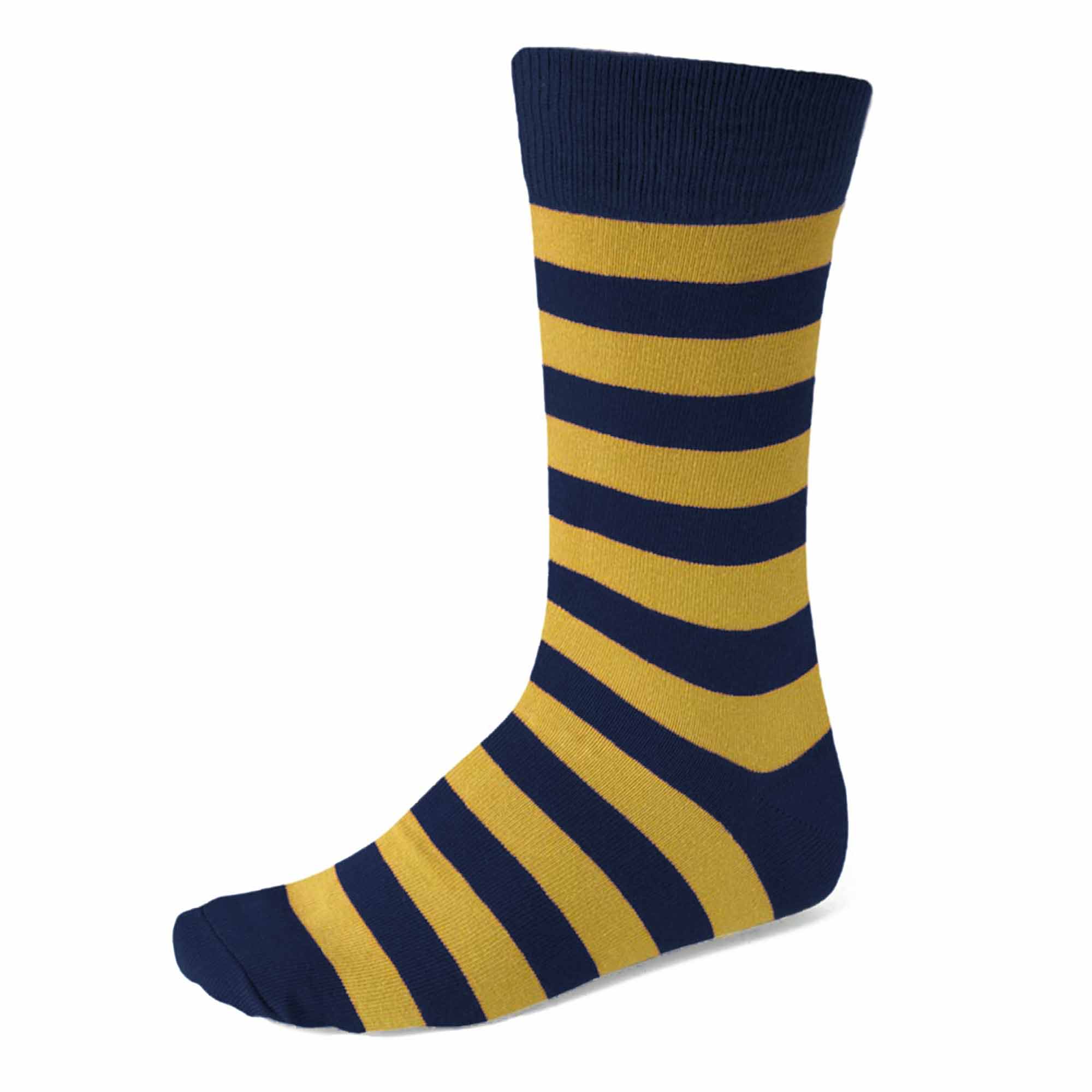 Men's Navy Blue and Gold Striped Socks TieMart Men's Navy Blue and Gold Striped Socks TieMart