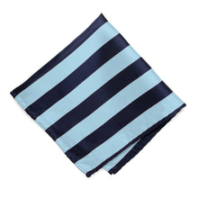 Load image into Gallery viewer, A navy blue and light blue striped pocket square