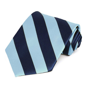 Navy blue and light blue striped tie