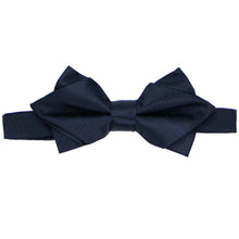 Load image into Gallery viewer, Navy blue herringbone diamond tip bow tie on a white background