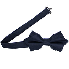 Load image into Gallery viewer, Open band collar on a navy blue diamond tip bow tie