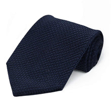 Load image into Gallery viewer, Rolled navy blue knit textured tie on a white background