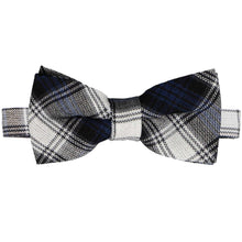 Load image into Gallery viewer, Navy plaid patterned bow tie on a white background