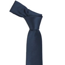 Load image into Gallery viewer, Knot on a navy blue silk slim tie