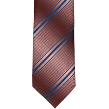 Load image into Gallery viewer, Burgundy tie with blue diagonal stripes on a white background